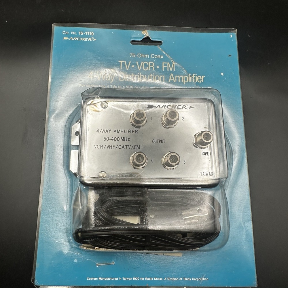NEW‎ RADIO SHACK, 4-WAY AMPLIFIER, # 15-1119, 50-400MHz, VCR/VHF/CATV/FM, ARCHER